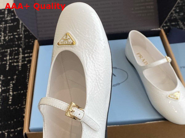 Prada Naplak Patent Leather Ballerinas in White 1F793N Replica