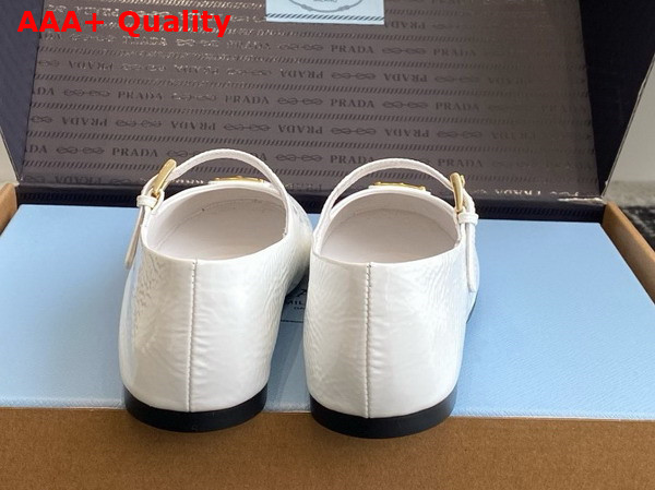 Prada Naplak Patent Leather Ballerinas in White 1F793N Replica
