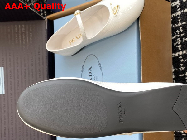 Prada Naplak Patent Leather Ballerinas in White 1F793N Replica