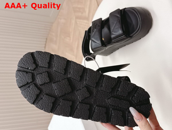 Prada Nappa Leather Crisscross Flatform Sandals in Black 1XZ777 Replica