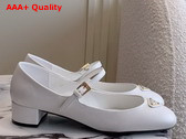 Prada Nappa Leather Mary Jane Pumps in White 1I568N Replica