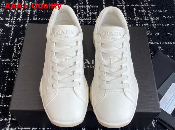 Prada Nappa Leather Sneakers in Ivory 1E942N Replica