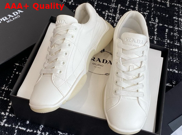 Prada Nappa Leather Sneakers in Ivory 1E942N Replica