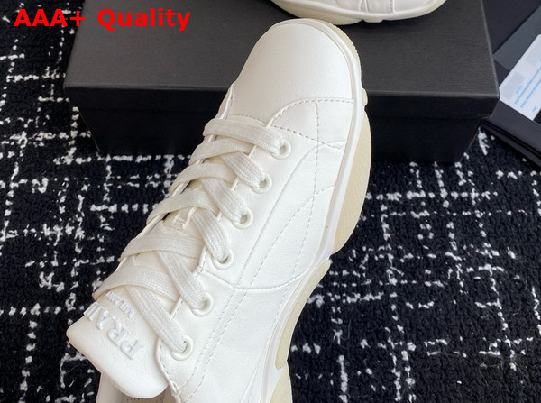 Prada Nappa Leather Sneakers in Ivory 1E942N Replica