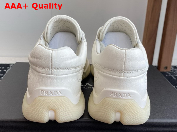 Prada Nappa Leather Sneakers in Ivory 1E942N Replica