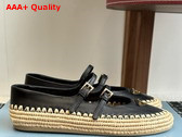 Prada Nappa Leather and Raffia Ballerinas in Black 1F869N Replica