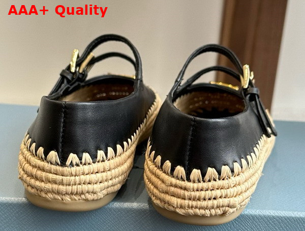 Prada Nappa Leather and Raffia Ballerinas in Black 1F869N Replica