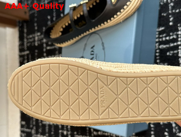 Prada Nappa Leather and Raffia Ballerinas in Black 1F869N Replica