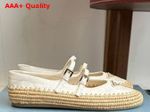 Prada Nappa Leather and Raffia Ballerinas in Ivory 1F869N Replica
