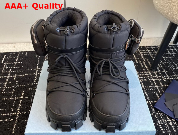 Prada Nylon Gabardine Apres Ski Boots with Pocket in Black 1U007N Replica