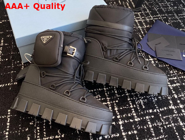 Prada Nylon Gabardine Apres Ski Boots with Pocket in Black 1U007N Replica
