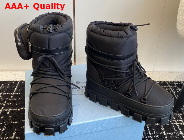 Prada Nylon Gabardine Apres Ski Boots with Pocket in Black 1U007N Replica