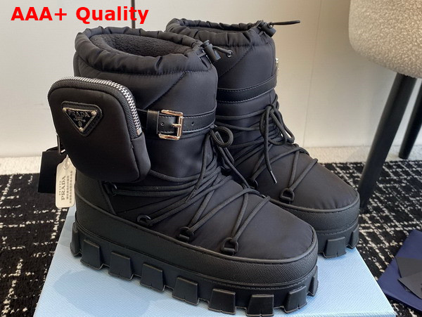 Prada Nylon Gabardine Apres Ski Boots with Pocket in Black 1U007N Replica