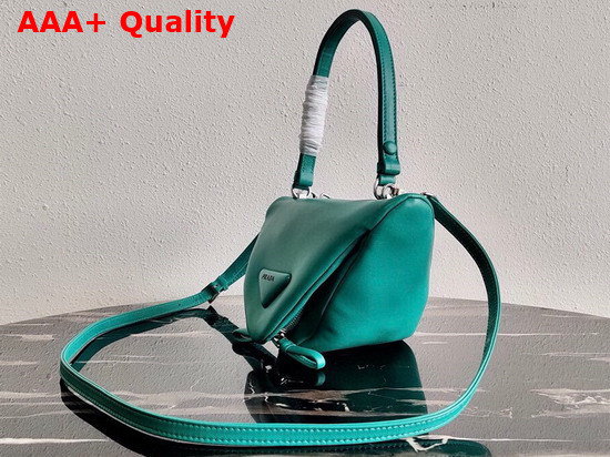 Prada Padded Nappa Leather Handbag Peacock Blue 1BA315 Replica