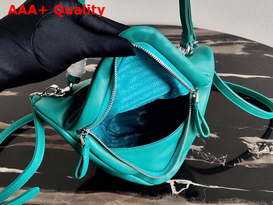 Prada Padded Nappa Leather Handbag Peacock Blue 1BA315 Replica