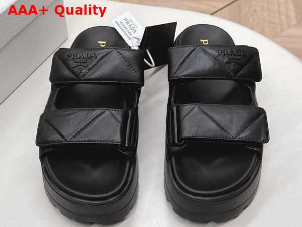 Prada Padded Nappa Leather Slides in Black 1XZ775 Replica