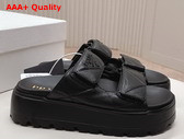 Prada Padded Nappa Leather Slides in Black 1XZ775 Replica
