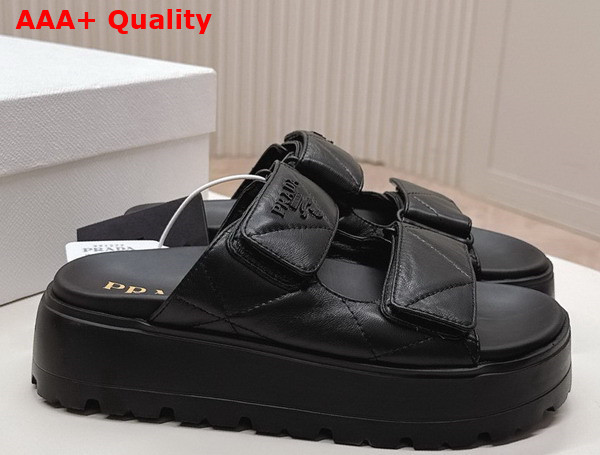 Prada Padded Nappa Leather Slides in Black 1XZ775 Replica