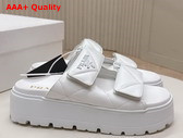 Prada Padded Nappa Leather Slides in Ivory 1XZ775 Replica