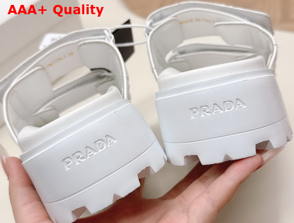 Prada Padded Nappa Leather Slides in Ivory 1XZ775 Replica
