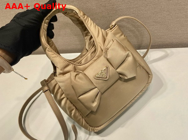 Prada Padded Re Nylon Mini Bag with Bow Camel Brown 1BA359 Replica