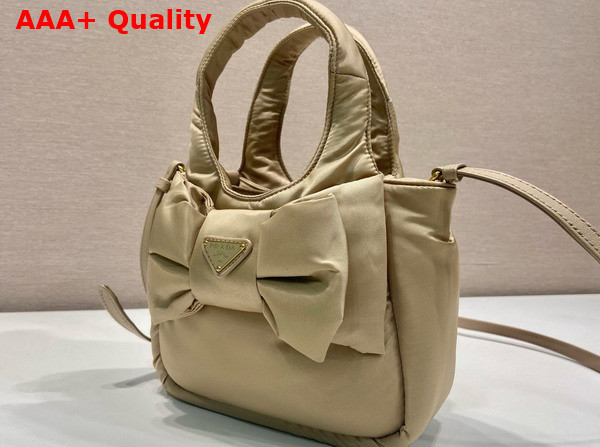 Prada Padded Re Nylon Mini Bag with Bow Camel Brown 1BA359 Replica