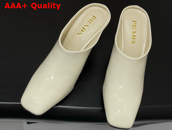 Prada Patent Leather Mules in White 1I839N Replica