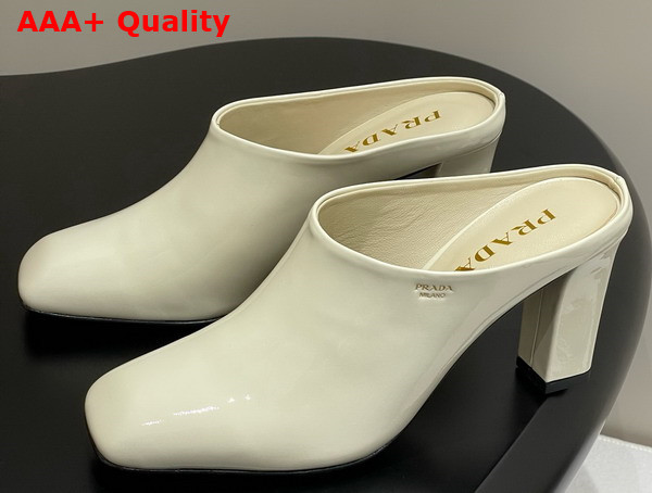 Prada Patent Leather Mules in White 1I839N Replica