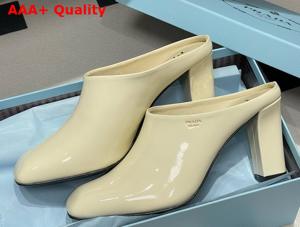 Prada Patent Leather Mules in White 1I839N Replica