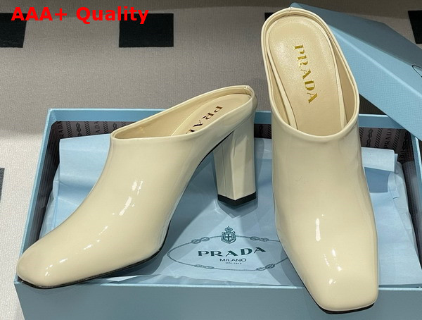 Prada Patent Leather Mules in White 1I839N Replica