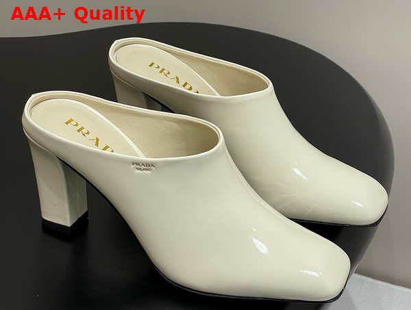 Prada Patent Leather Mules in White 1I839N Replica