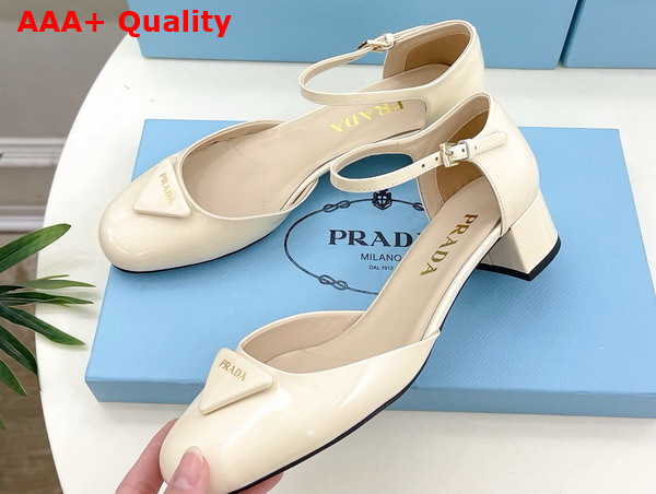 Prada Patent Leather Pumps in Ivory 1I352N Replica