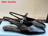 Prada Patent Leather Slingback Ballerinas in Black 1F828N Replica