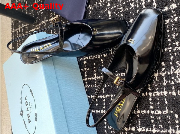 Prada Patent Leather Slingback Ballerinas in Black 1F828N Replica
