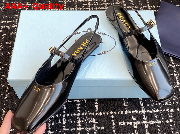 Prada Patent Leather Slingback Ballerinas in Black 1F828N Replica