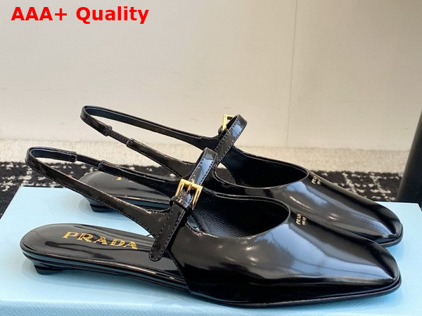 Prada Patent Leather Slingback Ballerinas in Black 1F828N Replica