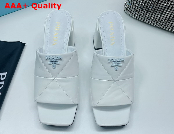 Prada Quilted Nappa Leather Heeled Sandals in White 1XX583 Replica
