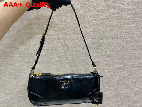 Prada Re Edition 2002 Small Leather Shoulder Bag in Black 1BC201 Replica