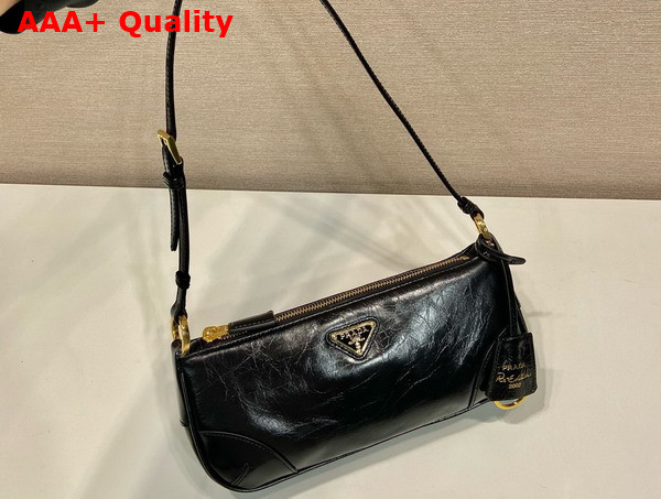 Prada Re Edition 2002 Small Leather Shoulder Bag in Black 1BC201 Replica