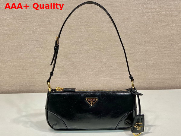 Prada Re Edition 2002 Small Leather Shoulder Bag in Black 1BC201 Replica