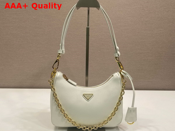 Prada Re Edition Saffiano Leather Mini Bag in White 1BC204 Replica