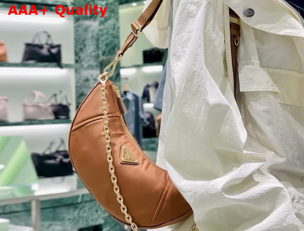 Prada Re Nylon Shoulder Bag in Brandy 1BH222 Replica