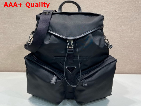 Prada Re Nylon and Leather Backpack in Black 2VZ108 Replica