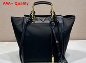 Prada Re Nylon and Leather Medium Tote Bag in Black 1BG578 Replica