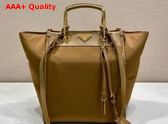 Prada Re Nylon and Leather Medium Tote Bag in Brandy 1BG578 Replica