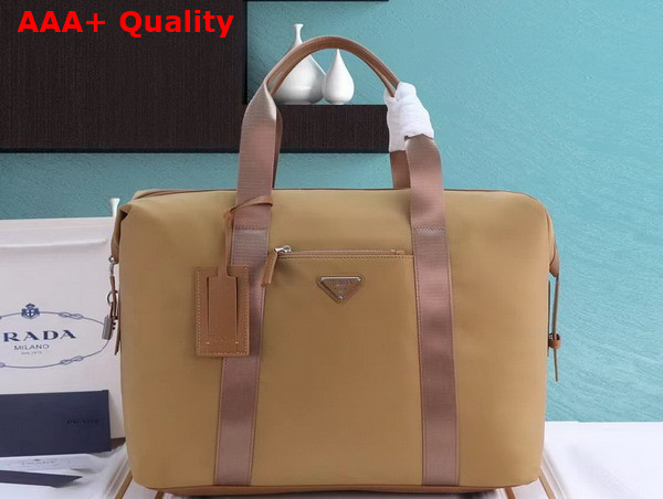 Prada Re Nylon and Saffiano Leather Duffle Bag in Tobacco 2VC796 Replica