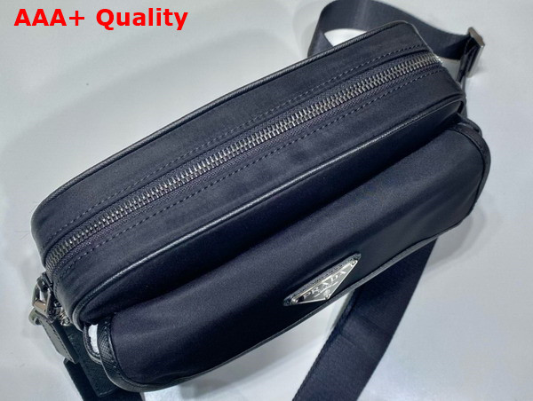 Prada Re Nylon and Saffiano Leather Shoulder Bag in Black 2VH133 Replica
