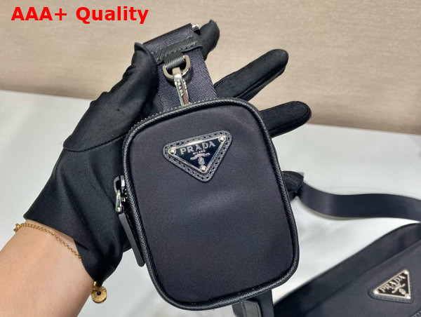 Prada Re Nylon and Saffiano Leather Shoulder Bag in Black 2VH133 Replica