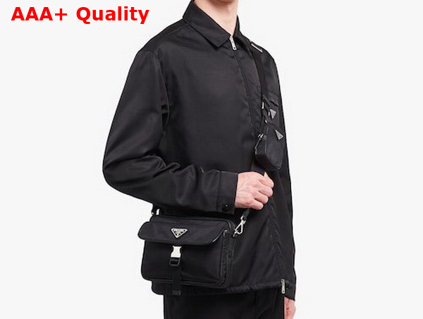 Prada Re Nylon and Saffiano Leather Shoulder Bag in Black 2VH133 Replica