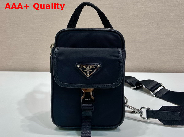 Prada Re Nylon and Saffiano Leather Smartphone Case in Black 2ZH194 Replica